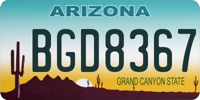 AZ license plate BGD8367