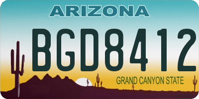 AZ license plate BGD8412