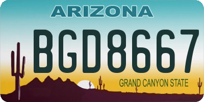 AZ license plate BGD8667