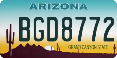 AZ license plate BGD8772