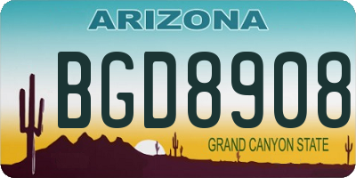 AZ license plate BGD8908
