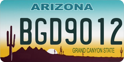 AZ license plate BGD9012