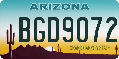 AZ license plate BGD9072
