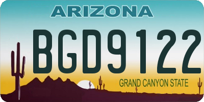 AZ license plate BGD9122