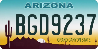 AZ license plate BGD9237
