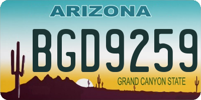 AZ license plate BGD9259