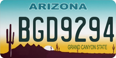 AZ license plate BGD9294