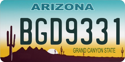 AZ license plate BGD9331