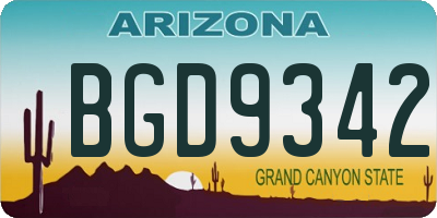 AZ license plate BGD9342