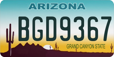AZ license plate BGD9367