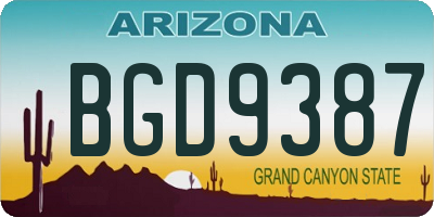 AZ license plate BGD9387