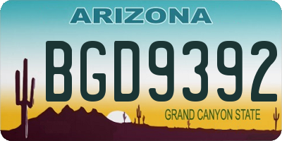 AZ license plate BGD9392