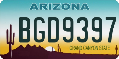 AZ license plate BGD9397