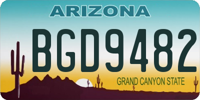 AZ license plate BGD9482