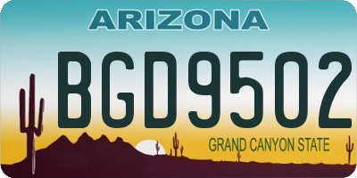 AZ license plate BGD9502