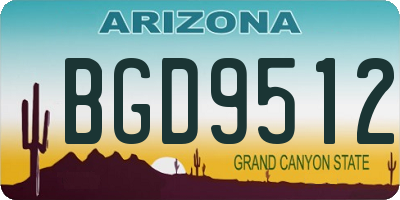 AZ license plate BGD9512