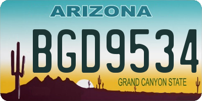 AZ license plate BGD9534