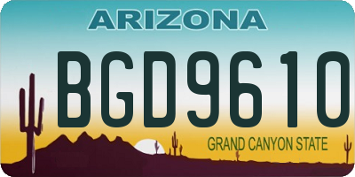 AZ license plate BGD9610