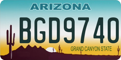 AZ license plate BGD9740