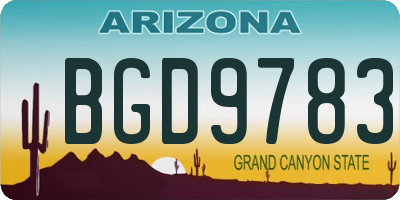 AZ license plate BGD9783