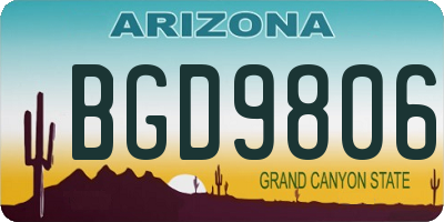 AZ license plate BGD9806
