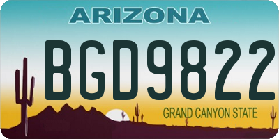 AZ license plate BGD9822