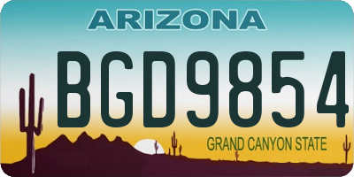 AZ license plate BGD9854