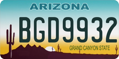 AZ license plate BGD9932