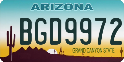 AZ license plate BGD9972