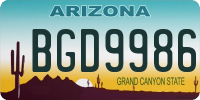 AZ license plate BGD9986