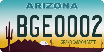 AZ license plate BGE0002