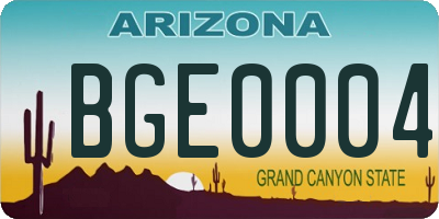 AZ license plate BGE0004