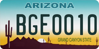 AZ license plate BGE0010