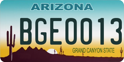 AZ license plate BGE0013