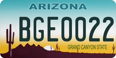 AZ license plate BGE0022