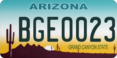 AZ license plate BGE0023