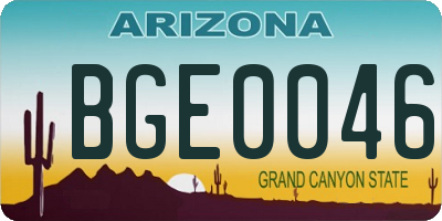 AZ license plate BGE0046