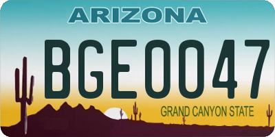 AZ license plate BGE0047