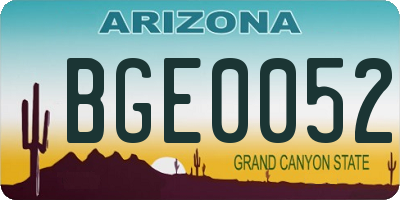 AZ license plate BGE0052
