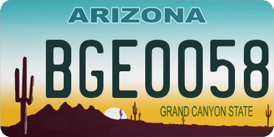 AZ license plate BGE0058
