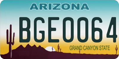 AZ license plate BGE0064