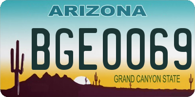 AZ license plate BGE0069