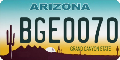 AZ license plate BGE0070