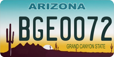 AZ license plate BGE0072