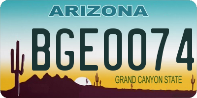 AZ license plate BGE0074