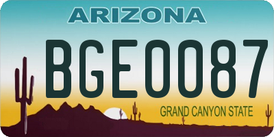 AZ license plate BGE0087