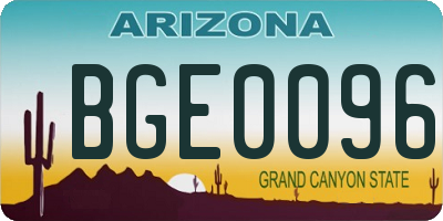 AZ license plate BGE0096