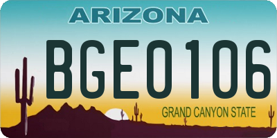 AZ license plate BGE0106