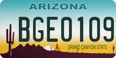 AZ license plate BGE0109