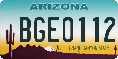 AZ license plate BGE0112